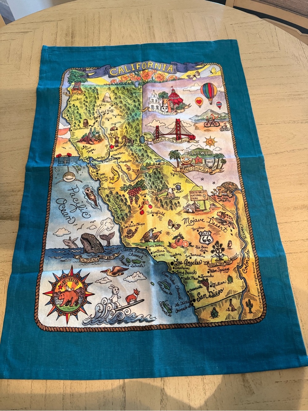 California Kay Dee Designs Dish Towel Tea Towel Deep Teal 100% Cotton new wo tag